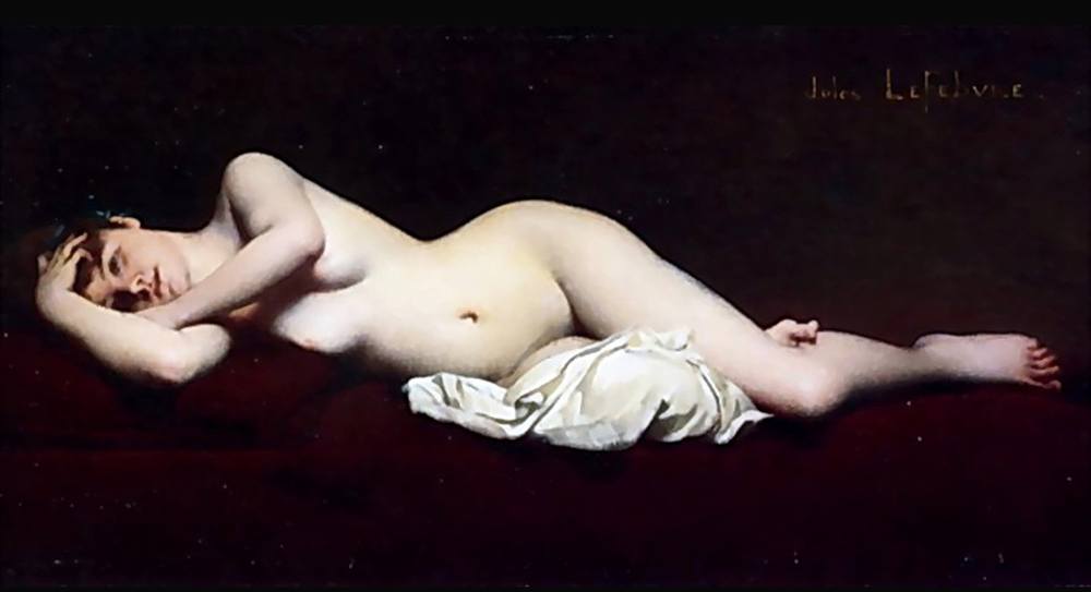 A Reclining Nude. A painting by Jules Joseph Lefebvre.